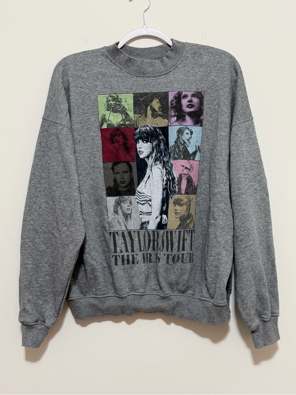 Taylor Swift Size XS Gray The Eras Tour Crewneck Sweatshirt Oversized Graphic